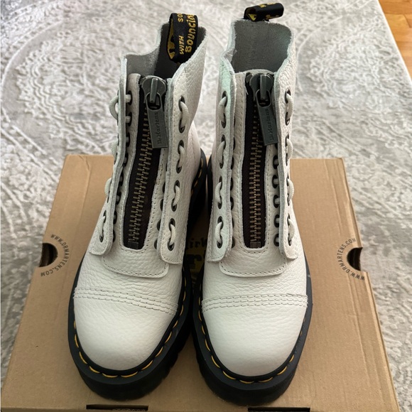 Dr. Martens White Leather Platform Zipper Boots - Picture 3 of 6